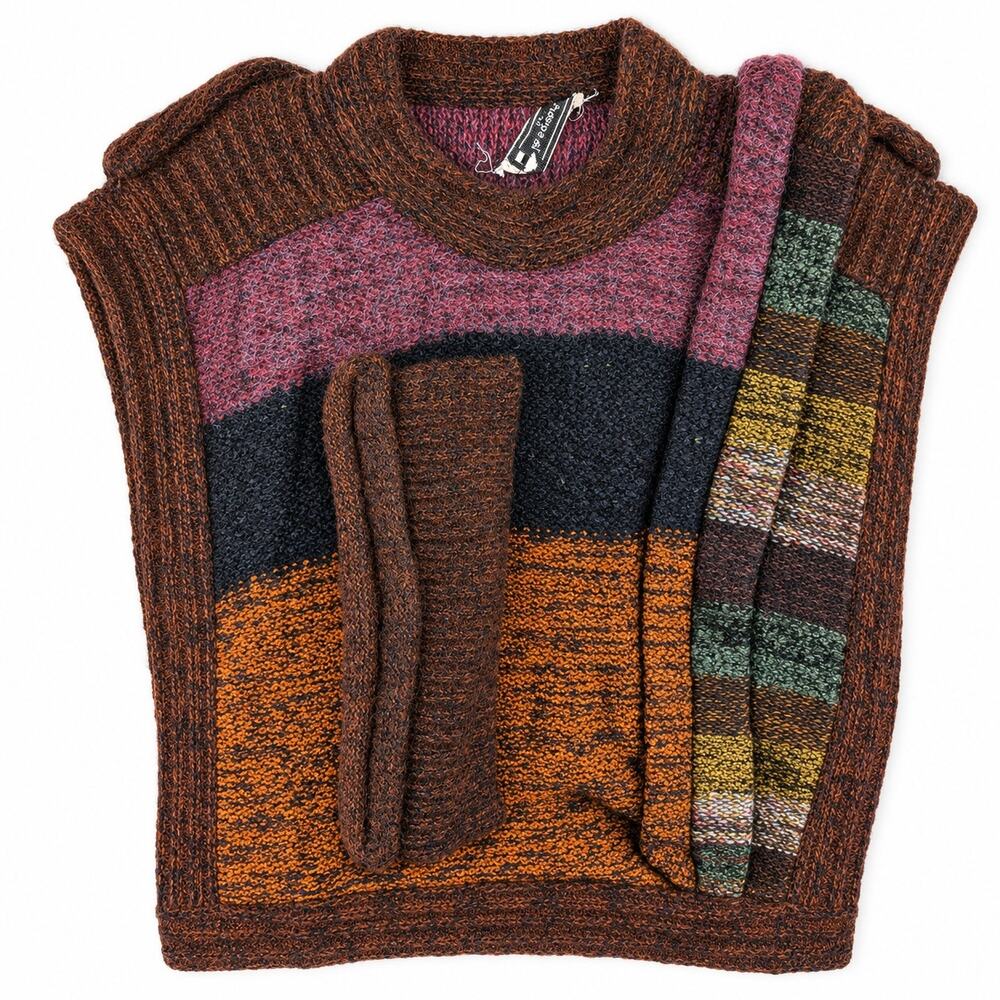 Vintage La Squadra Monte Carlo Wool Mohair Angora Color Block Sweater Vest Italy - Picture 2 of 6